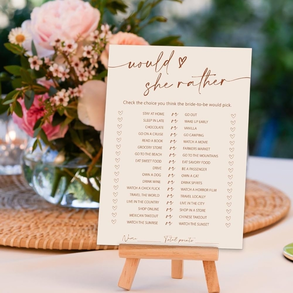 Would She Rather Bridal Shower Game Card